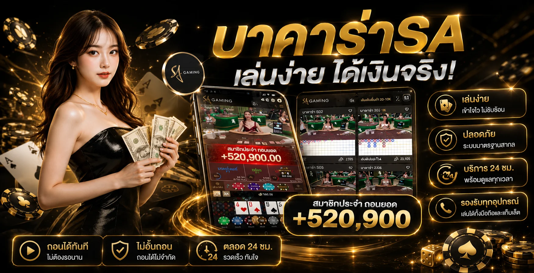 คาสิโนออนไลน์ RoyalSand ถ่ายทอดสดบาคาร่าจากบ่อนจริง